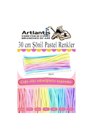 Şönil Pastel Renkler 30 Cm 100 Lü 1 Paket Pastel Renkli Tüylü Tel Peluş Tel 30 Cm Elişi Okul Projeleri Süsleme