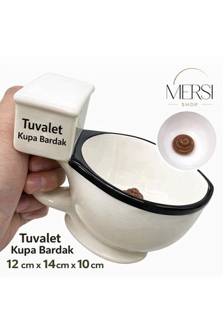Tuvalet Tasarımlı Komik Kupa Bardak Seramik Eğlenceli Kahve Çay Kupası Hediye Kupa Beyaz
