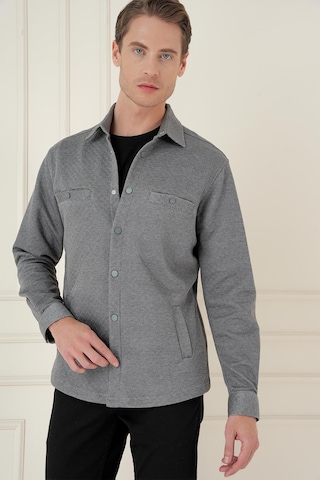 Efor G 1581 Slim Fit Gri Klasik Gömlek Gri