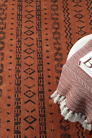 Gaia Kiremit Halı Yıkanabilir Kaymaz Taban Şönil Kilim Dokuma Pamuk Taban Kilim 10319 Kiremit