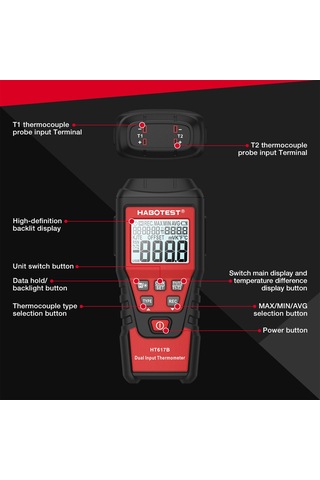 Springsun Habotest Ht617b Taşınabilir 2k Dijital Termometre - Yüksek Fırın & Sıvı Hidrojen