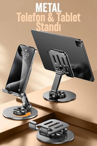 Lexroo Telefon Tutucu Masaüstü Telefon Tablet Standı Yüksek Kalite Metal Katlanabilir 360 Dönen Diğer