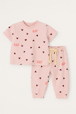 Noble Kids Kız Çocuk Kalp Baskılı Tişört Ve Eşofman Takım Pembe