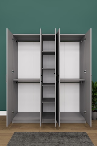 Lüks 5 Kapaklı Gardırop %100 MDF Askılı Çok Amaçlı Düzenleyici Elbise Dolabı G09