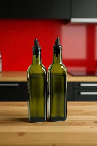 Verde 2'li Silikon Tıpalı Cam Yağdanlık Seti 500 Ml Çok Renkli