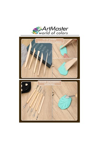 Seramik Kil Çömlek Şekillendirici 11 Parça Ahşap Saplı 1 Paket Oyma Ve Temizleme Modelaj Seramik Seti