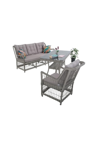 Lavida Bahçe Oturma Takımı Rattan Bahçe Balkon Takımı 3+1+1 Ve Sehpa