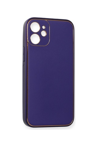 Cosmotex Newface Apple iPhone Uyumlu 12 Mini Kılıf Coco Deri Silikon Kapak - Mor