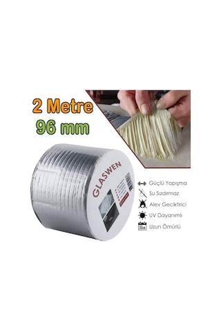 Çatı İzolasyon Bandı 96 Mm X 2 Mt Su Sızdırmazlık Geçirmez Delik Yalıtım Çamur Boru Sakız Tamir Bant