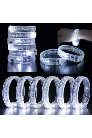 Cansa Beyaz-gümüş Led Işıklı Baskı Yapılabilen Pilli Bileklik Bilezik 1,5 Cm Genişlik Renkli