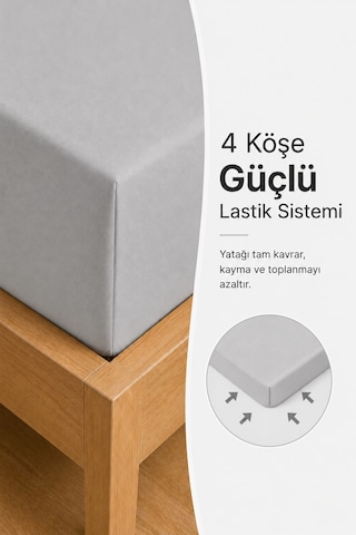 %100 Pamuklu Penye Lastikli Çarşaf 145 Gr Ağır Gramaj Kumaş Tek - Çift Kişilik Bütün Ebatlar Yumuşak Ve Nefes Alabilir Fitted Çarşaf Açık Gri