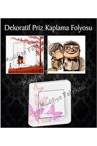 Dekoratif Priz Kaplama Folyosu - Uv Baskılı- Tüm Tekli Anahtar M5 Çok Renkli