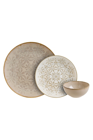 Sand Vintage 18 Parça 6 Kişilik Porselen Yemek Seti Kahverengi