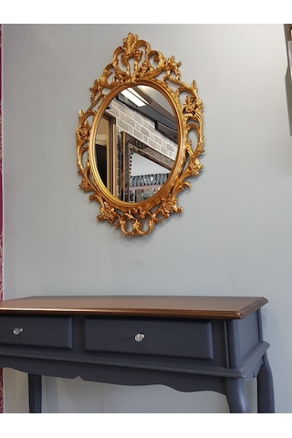 Ayna Denizi Vintage Taç Model Altın Renk Dekoratif  Ayna Altın