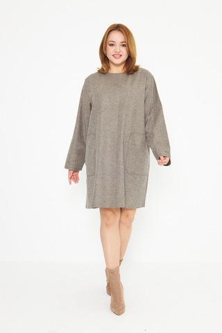 Vizon Cep Ve Dikiş Detaylı Büyük Beden Tunik Vizon