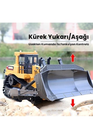 Huına 1554 1/16 Yüksek Kalite 11ch Rc Model Caterpillar Buldozer Paletli Metal Kepçe Kazıcı Uzaktan Kumandalı İş Makinesi -2.4g Sesli Ve Işıklı