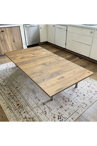 Ratemo Katlanabilir Yer Masası Yer Sofrası 119x69 Cm Metal Boru Ayaklı, Kulanıma Hazır Antik - Ceviz