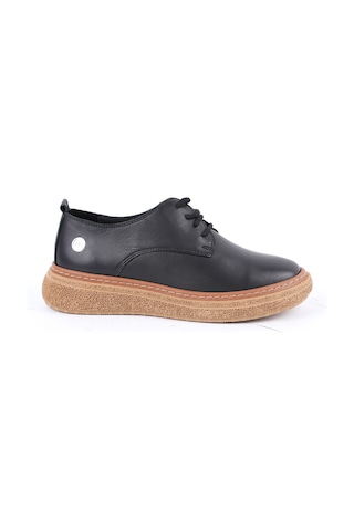 Mamma Mia Kadın Günlük Ayakkabı Hakiki Deri Bağcıklı Kalın Platform Taban Oxford Sneaker 26y-7560 Siyah