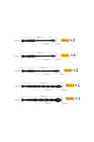 Kangvka Siyah Çok Amaçlı Testere Ucu Seti 10 Adet - Seramik, Cam, Beton, Çimento Duvarlar İçin Elektrik Matkap Delici Uçlar