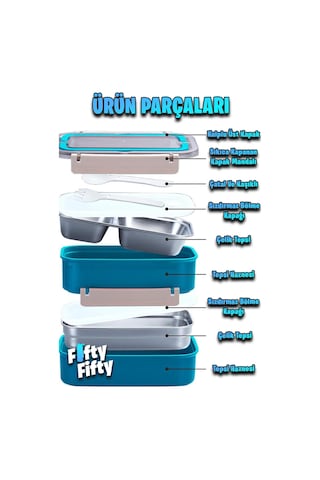 Vagonlife Bento Lunch Box 1600 Ml 2 Kat Sefer Tası Paslanmaz Çelik -fflbox2221