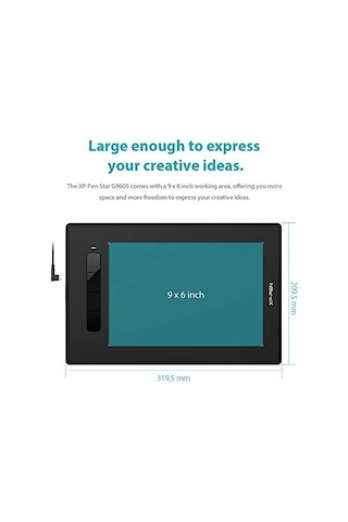Xp-pen G960s Grafik Tablet 9x6 İnç Kalem Tablet Çizim Tableti, Windows 10/8/7 Ve Mac Os Ve Android İçin Pilsiz Stylus İle