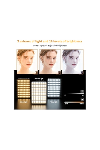 Ulzyvf Taşınabilir Manyetik Led Video Işığı - 3000k-6500k Renk, 10 Aydınlatma Seviyesi, Usb-c Şarj, Klips Ve Soğuk Adaptör Siyah Siyah