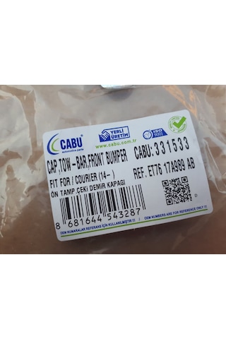 Ford Courier 2014 - 2017 Ön Tampon Çeki Demiri Kapağı Siyah