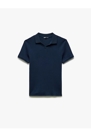 Koton Pamuklu Slim Fit Kısa Kollu V Yaka Polo Tişört Lacivert 5sam10067mk