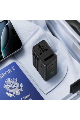 Universal Seyahat Priz Dönüştürücü Adaptör, 45w Şarj Cihazı, 2x Usb Girişi, 3x Type-c Girişi, Uluslararası Güç Adaptörü, Us, Uk, Eu, Au Evrensel Uyum Çok Renkli