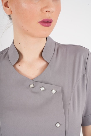 Aylu Model Soft Likra Gri Doktor Hemşire Hastane Scrubs Üniforma Takımı Gri