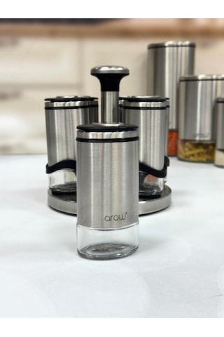 Arow Basil 7 Li 115 Ml Döner Standlı Baharat Seti Inox
