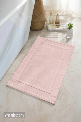 Çerçeve Pudra Ayak Havlusu - 50x70 Cm, 245 Gr, %100 Pamuk, Spa Ve Otel Banyo Paspası pudra