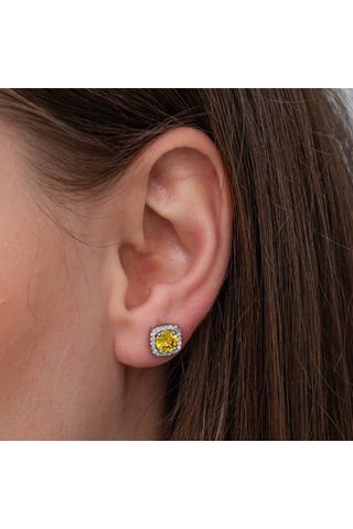 Blackcraft 925 Ayar Gümüş Sarı Baget Taşlı Kadın Set Bc-831993 Beyaz