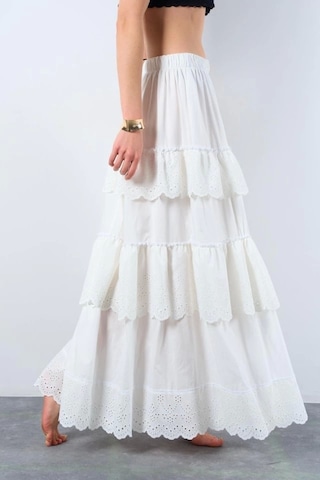 Katlı Pileli Etek - Ekru Ekru