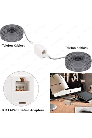 RJ11 6P4C Dişi Dişi Adaptör Telefon Kablosu Uzatma Aparatı