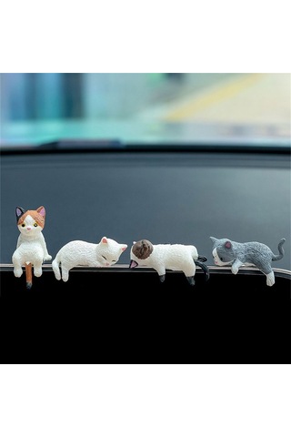 Geeksen Araç Ekranı Dekorasyonu: Renkli Sanal Kedi Mini Figür, Araç İçi Zenginleştirici