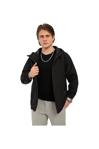 Erkek Astarlı Kanguru Cepli Su Ve Rüzgar Geçirmez Kapüşonlu Cepli Yağmurluk Haki