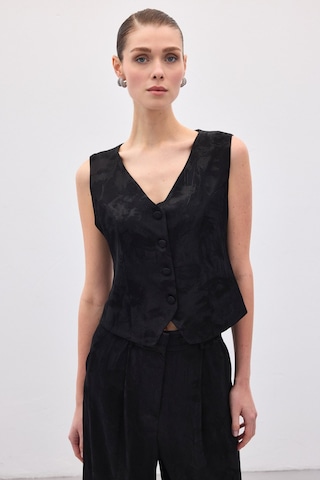 Sateen Jakarlı Yelek - Siyah-136839 Siyah