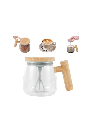 Kendini Karıştırma Kahve Fincanı Elektrikli Karıştırma Kupa 400ml Kendini Karıştırma Cam Kupa Su Geçirmez Otomatik Elektrikli Protein Tozu Mix Fincan Açık Yeşil