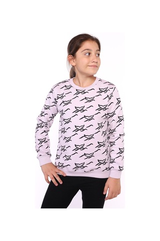 Toontoy Kız Çocuk Komple Balık Kuyruğu Baskılı Sweatshirt Açık Lila
