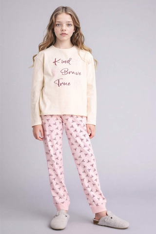 Defacto %100 Pamuklu 2li Pijama Takımı Kız Çocuk H0105a826sper233 Ekru-er233