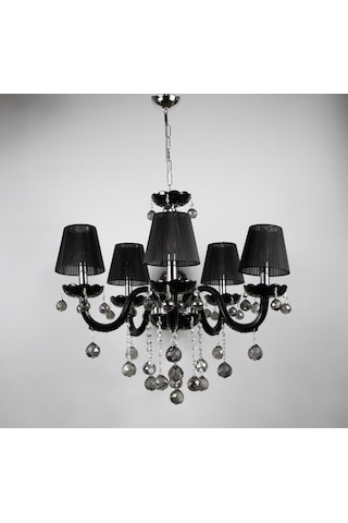 Avize Siyah Salon Oturma Misafir Yatak Odası 5 Li Cam Kol 10'lu Siyah