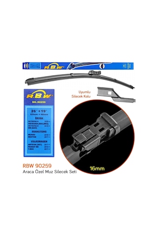 Rbw 90259 Skoda Octavia 2020+/ Arteon/ Passat B8/ T-roc 26+19 İnç / 650+480 Mm Muz Silecek Seti