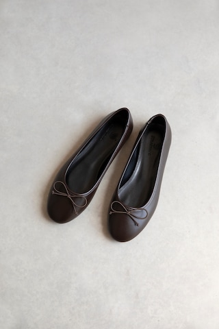 Wolk Shoes Lily Kadın Fiyonk Detay Deri Babet Kahverengi