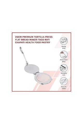 Hfambition 20 Cm Alüminyum Alloy Unlu Mamül Presi - Tortilla, Lavash, Roti Ve Fırın Ürünleri İçin Zaman Tasarruflu, Yıkama Kolay Diğer