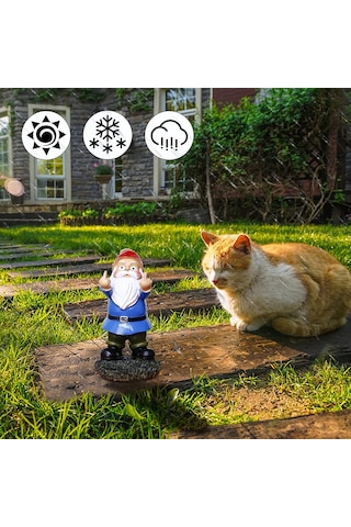 Reçine Bahçe Cüceleri, Dış Mekan Cüceleri, Çift Orta Parmaklar, 5,5 İnç 13,97 Cm , Veranda Dekorasyonları, Eve Taşınma Hediyesi Mavi