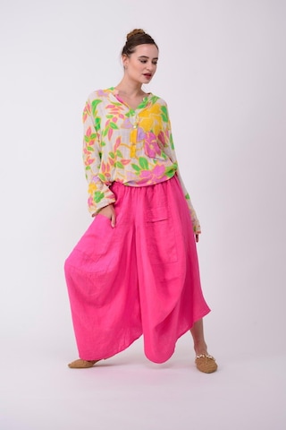 Bohem Stil İtalyan Cepli Keten Şalvar Pantolon 36-48 Beden Arası -8746 Pembe