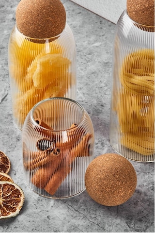 Perotti Kavanoz Seti 3 Lü Lanford 16780 Ahşap - Şeffaf