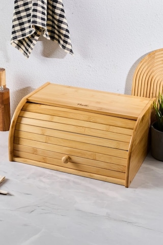 Grazia Bambu Lüks Panjur Kapaklı Ekmek Dolabı Ekmeklik 16342 Ahşap