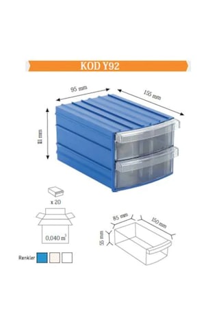 Sembol Y92 Plastik Çekmeceli Kutu 8 Çekmeceli